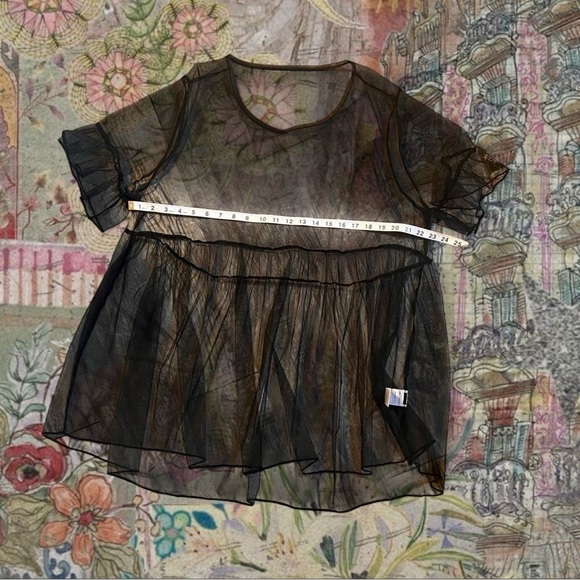 Sheer Black Ruffle Top - Picture 2 of 3